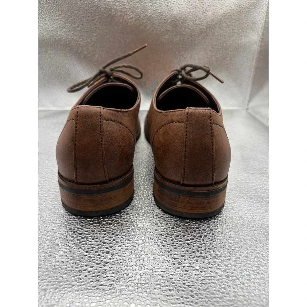 Z.Vaughn Mens Brown Plain Toe Derby Shoes Lace Up Dress Oxfords Size 8